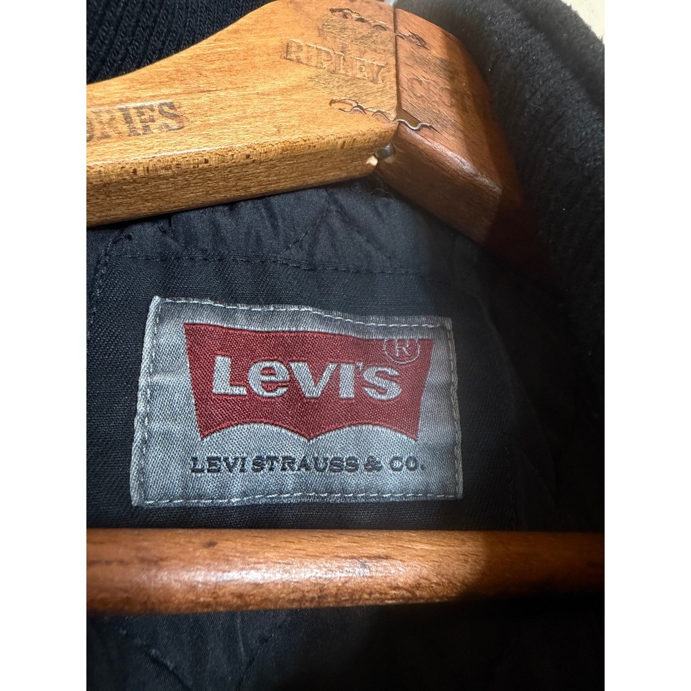Levis Mens Black Cotton Canvas Quilted Lined Field Jacket Utility Coat Large - Picture 5 of 9